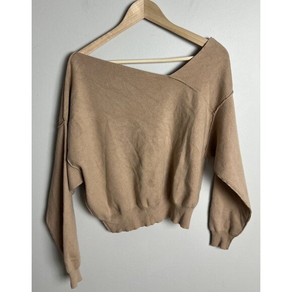 Line & Dot Sweaters - Line & Dot Favorite Geometric Neck Sweater Taupe Asymmetrical Size Small Women’s